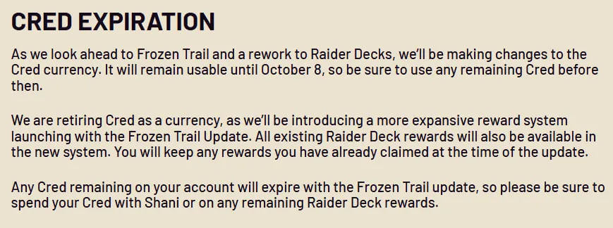 Arc Raiders Cred Expiration